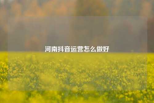 河南抖音运营怎么做好