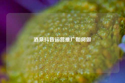 酒泉抖音运营推广如何做