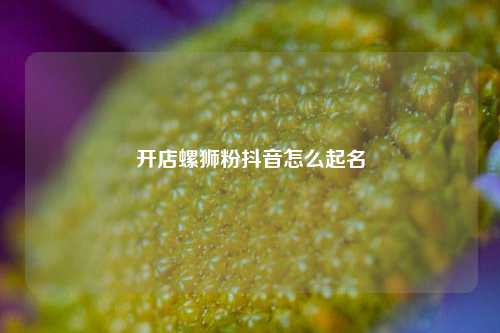 开店螺狮粉抖音怎么起名